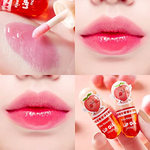 יוטקוט 3 יחידות צבע שינוי לחות שפתיים זוהר שמן, כמוסה גלוס טוט שפתיים שמן, אפרסק בטעם גלוס סט עבור שפתיים טיפול