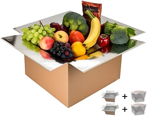פריומקס תרמו צ ' יל קופסת משלוח מבודדת כפולה עם תוחם נייר אלומיניום-קופסאות משלוח קרות למזון קפוא - קופסאות