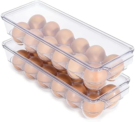 מחזיק אמברגרון 12 ביצים למקרר, מיכל ביצה צלול למקרר, מטבח 2 פאק