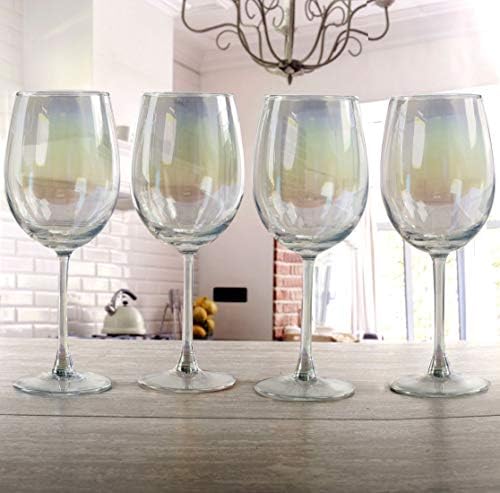 כוסות יין זוהר מעגלים, סט כלי זכוכית 4 חלקים מסיבת בידור ביתית אוכל כוסות שתייה למים, משקאות חריפים, מתנות