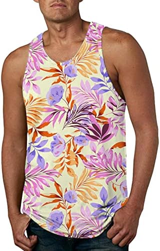 קיץ גברים מקרית חולצות גברים אופנה אביב קיץ מקרית ללא שרוולים צוואר מודפס גופיות חולצה חולצות