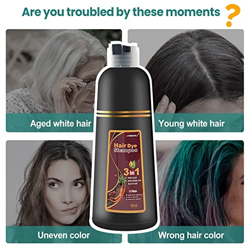 מיידו צבע שיער מנקני שמפו מיידי 3 ב 1- כיסוי אפור - מרכיבים צמחיים לנשים וגברים בדקות קפה כהה
