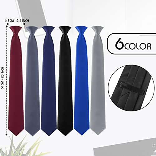 הייסנדי קליפ על עניבות לגברים 6 חבילות מוצק צבע גברים של עניבת קליפ על עניבה 20 סנטימטרים קשור גברים של
