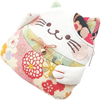 בר אוטוטק קוואי רוכסן יפני סגנון מזל חתול-מזל חתול מטבע ארנק מיני פאוץ מחזיק מקרה עבור כרטיסי אשראי, איפור