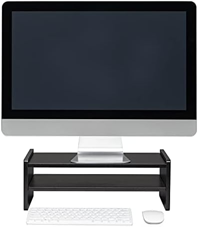 42.49.24.14 סמ מחשב צג סטנד קלאמפ שולחן טלוויזיה מדף משכימי 2 קומות עץ זרוע משכים שולחן אחסון ארגונית