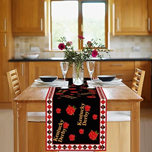 קנטאקי דרבי שולחן רץ ורדים סוס מירוץ שולחן כיסוי פשתן עבור חג מסיבת אוכל חדר מטבח עיצוב הבית