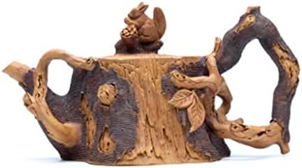 עץ חיקוי CCBUY עץ גדם קומקום עם כיסוי סנאי רטרו סיר סיר סיר סיר סיר סיר תה תוצרת יד טהורה