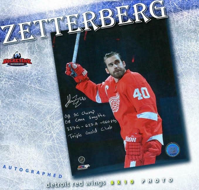 הנריק זטרברג חתום וכתוב דטרויט כנפיים אדומות 8x10 צילום - 70214 - תמונות NHL עם חתימה
