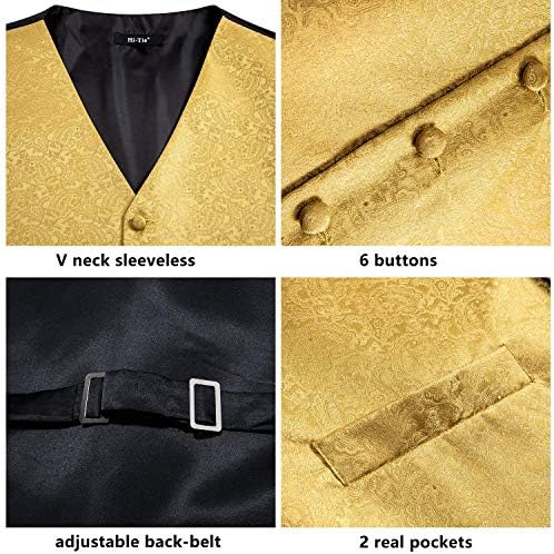 היי-עניבת גברים של 4 מחשב חזיית אפוד עניבה כיס כיכר חפתים סט עבור חליפה או טוקסידו יותר צבע לבחירה