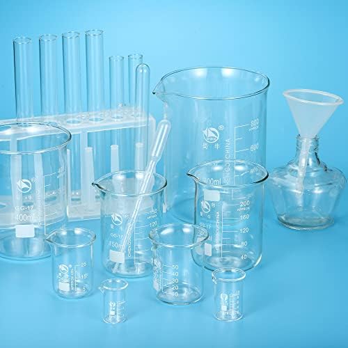 כוס זכוכית בצורת נמוכה של פטיקיל 250 מיליליטר, 3.3 כוסות מדידה בקנה מידה מודפס עם זרבובית למעבדת מטבח נוזלים