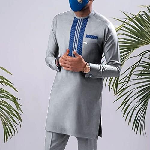 חולצת שרוול ארוך אפריקני של RVOLN לגברים דשיקי דקיקי כושר תלבושות אימונית בגדים מסורתיים עליונים