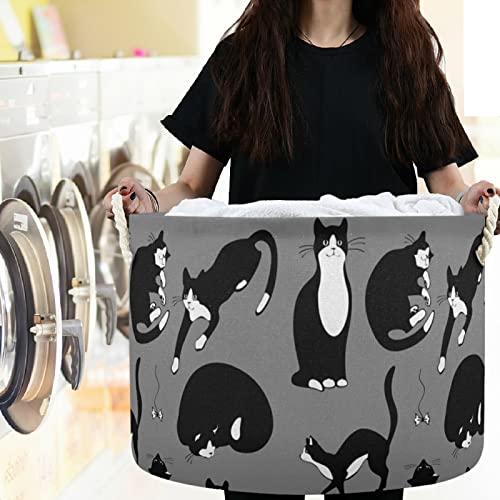 ויססוני חתולים בצבע שחור כביסה סלי כביסה באחסון בד אחסון קופסת אחסון מתקפלת על סל בגדי צעצועים סלסלים