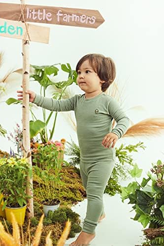 Moimoln כותנה רכה מודאלית סולידי תינוקות בנות בנים עם שרוולים ארוכים בכושר PJS PAJAMA בגדי שינה, 6M-5T