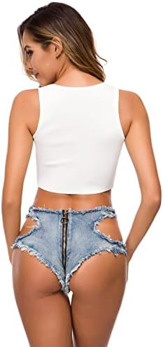 Comlife נשים קפירות ג'ין קוצר רוכסן קצה גולמי קצה קצה קיץ סקסית מכנסיים קצרים של ג'ינס קרוע