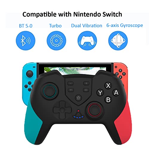 בקרי מתג Etigood Bluetooth אלחוטי, מתג Controller Gamepad עם תכנות מאקרו, השכמה, רטט, שישה פונקציית גירוסקופ ציר,