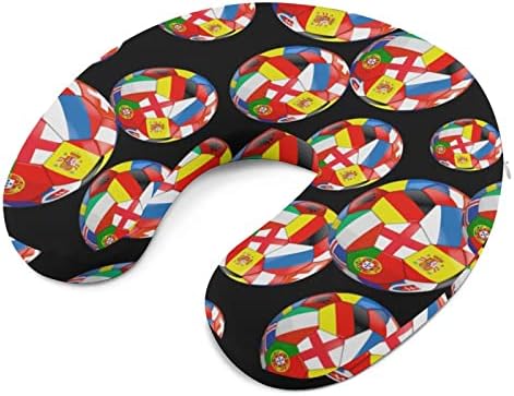 כדורגל כדורגל עם אירופה דגלי כרית צוואר כרית רחיצה רכה כרית בצורת U