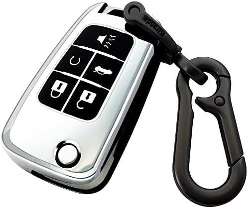 Kirsnda לשברולט פליפ מקש כיסוי מכסה עם מחזיק מפתח, מעטפת מפתח/עור רך TPU, 5 כפתורים מתאימים לשברולט