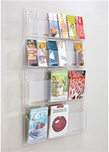 Safco חושף ספר ספרות מפלסטיק ספר מתלה לתצוגה משרדית עם 6 מגזין ו -12 כיסי מחזיק עלונים וחומרת הרכבה קיר, ברור