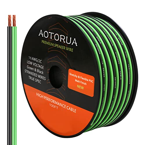 Aotorua 100ft 16/2 כבל קרקע חשמל מד, 16 AWG חוט גמיש תקוע לחוט חשמלי, חוט רכב ראשוני, כבל סוללה, רמקול
