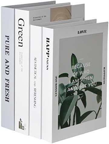 4 חלקים ספרי פו לקישוט - ספרי דקורטיביים מודרניים אופנה מודרניים שנקבעו לעיצוב בית כריכה קשה, ערימות
