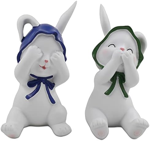 קישוטי ארנב פסחא של IAMOY פסלוני ארנב לפסולת חיצונית מקורה, פסלי בעלי חיים בגינה, קישוטים של