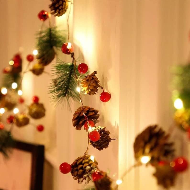 מקורה מחרוזת אורות חמוד, 20 הוביל חג מחרוזת אורות, מקורה דקורטיבי חג המולד דבקון אורות, חדש שנה דקור