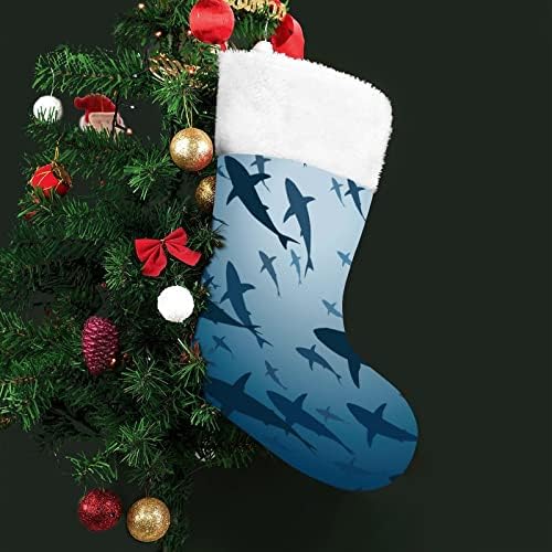 משייט כרישים מתחת לגרבי חג המולד גרב עץ חג המולד קישוטי סנטה קישוטי תלייה לחופשת אח 16.5