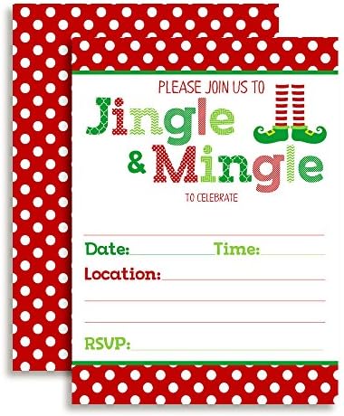 ג'ינגל ומינגל הזמנות למסיבת חג חג המולד, 20 5 x7 מלא כרטיסים עם עשרים מעטפות לבנות על ידי AmandActreation