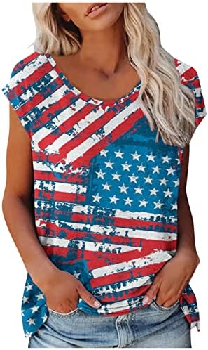 עצמאות יום חולצה לנשים אמריקאי דגל פטריוטית חולצה נשים של יולי 4 קצר שרוול טי חולצות