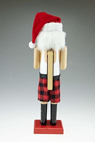 יצירות חכמות יום החופש של סנטה 14 אינץ ' מפצח אגוזים מעץ מסורתי, חג המולד חגיגי דסקור למדפים ושולחנות