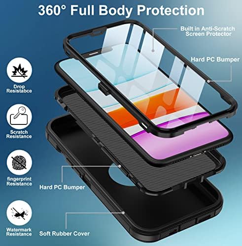 AIMOLL-88 למארז iPhone 11, עם מגן מסך מובנה הגנה על ירידה כבדה, גוף מלא גוף מחוספס אבק אבק