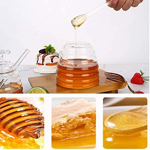 צנצנת דבש זכוכית שקופה בקיבולת גדולה, צנצנת דבש חלת דבש עם מטבל ומכסה, מתאימה למתקן מיכל דבש זכוכית למטבח ביתי