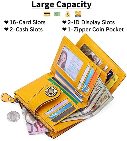 קטן נשים ארנק עור דו כרטיס מחזיק חסימת עם רוכסן מטבע כיס