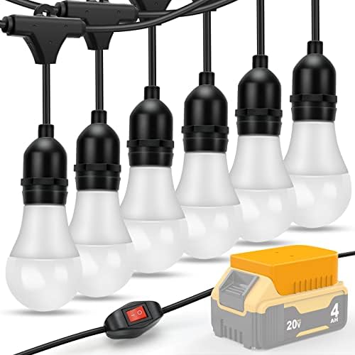 Livowalny LED אור סוללה אור עבור אור Dewalt 20V מקסימום LED אור עבודה, 20 רגל E27 6 יחידות 9 וולט נורות עבור