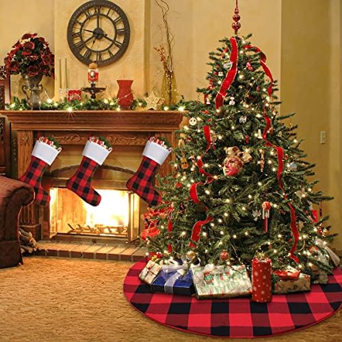 חצאיות עץ עץ חג המולד בגודל 31 אינץ ' - חצאיות עץ חג המולד משובצות באפלו משובצות.