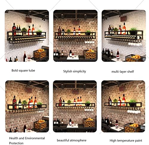מחזיק זכוכית יין תלויה - מתלה יין רכוב על קיר, מתלה תצוגה וינטג 'ברזל יצוק, מתלה בקבוקי יין בסגנון אירופאי/מתלה