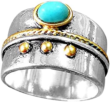 חלול טבעת בני טבעות טבעי יהלומים אמא של יום מתנות כסף יום טבעת עבור אמא של טורקיז טבעות רגוע