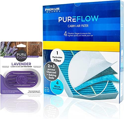 Pureflow Cand Filter Filter PC99204X ו- Lavender Cade Filter מטהר אוויר עם מחסן ריח, מתאים 2018-22 פולקסווגן