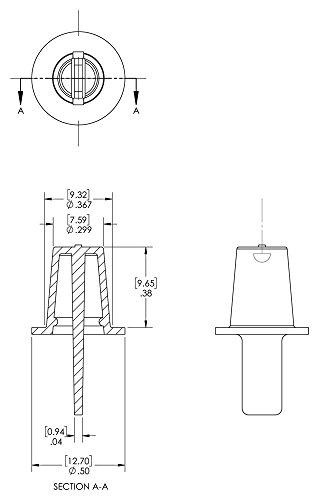 Caplugs ZCPT2Q1 מרכז פלסטיק מרכזי משיכה תקע מחודד. CPT-2, PE-LD, CAP OD 0.50 מזהה תקע 0.367, אדום