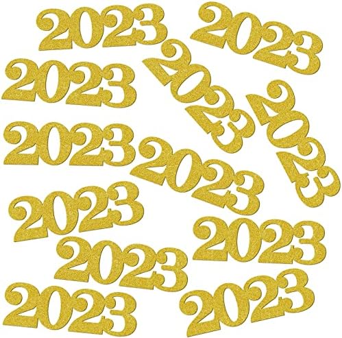 2023 קונפטי זהב גליטר עבור מסיבת סיום קישוטי 12 יחידות סיום שולחן דקור כיתה של 2023 תיכון מכללת מסיבת סיום אספקת