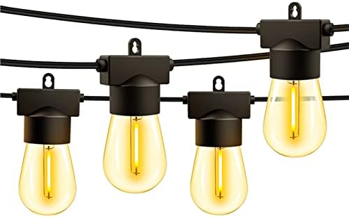 Ralbay 50ft LED אורות מיתרים חיצוניים עם 15 נורות אטומות וינטג 'אדיסון ומטלטל מסחרי קפה דקורטיבי כבד,