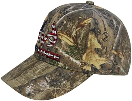 כובע כובע דגל לוגו פטריוטי של Realtree, קלאסי מראש, רצועת זיעה, סנאפבק, לוגו קרניים רקום כובע כובע