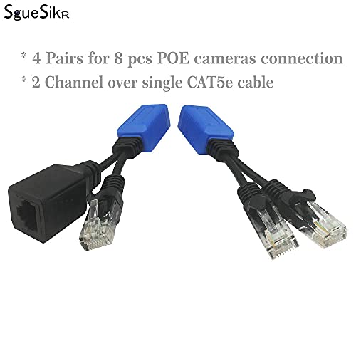 SGUESIKR 4 זוג פסיבי וידאו BNC BALUNS 1080P-8MP ו- 4 זוגות 2-in-1 POE IP מצלמה/מתאמי נתונים