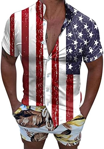 שרוול דגל אופנה מודפס מזדמן חולצות קיץ חולצות אביב חולצות חוף חוף גברים קצרים גברים קצרים צווארון