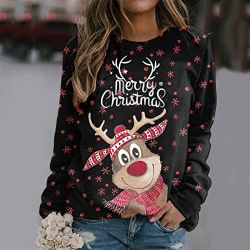 צמרות חג המולד נשים סווטשירטים סיבתי סוודר שרוול ארוך סוודר רופף חג המולד סווטשירט סווטשירט גרפי סווטשירט