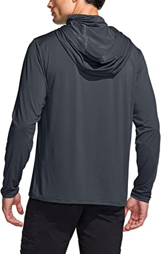 חולצות אימון של שרוול ארוך של TSLA לגברים קפוצ'ון עם מסכה, UPF 50+ חולצות חוץ ספורט יבש בכושר יבש.