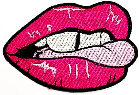 שפתיים ורודות ללקק טלאים דקורטיביים רקומים תפור חמוד על מדבקות אפליקציה פיות שפתיים שפתון סקסיות מצוירת