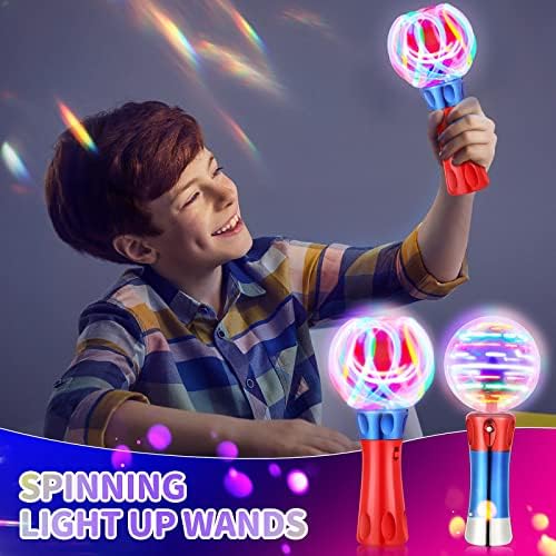 2 חתיכות אור צעצועי ספינר שרביט חושי צעצועי אור שרביט אור צעצוע אור ספינר קסם כדור אור שרביט זוהר הוביל אורביטר