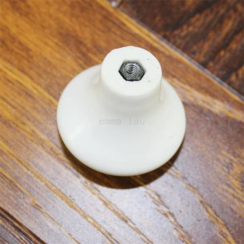 1 pcs ידית קרמיקה מגירת סגנון שעון כפתור חור יחיד, חומרת ריהוט אמריקאית מושכת ארון ידית לבנה -