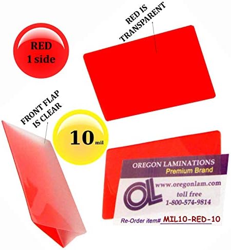 LAM-IT-ALL כיסי למינציה חמים כרטיס צבאי 10 MIL 2-5/8 x 3-7/8 אדום/ברור